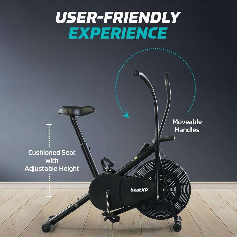 beatXP Vortex Energize 1M Air Bike Exercise Cycle for Workout with Adjustable Cushioned Seat